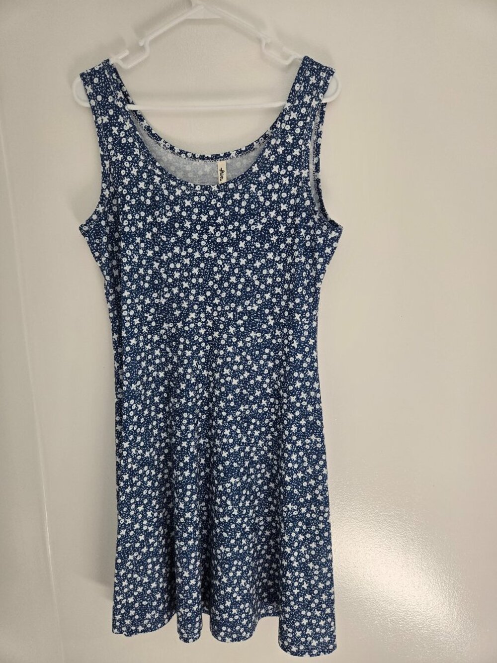 Women's Summer A-Line Tank Dress Scoop Neck Sleeveless Knee Length Size L